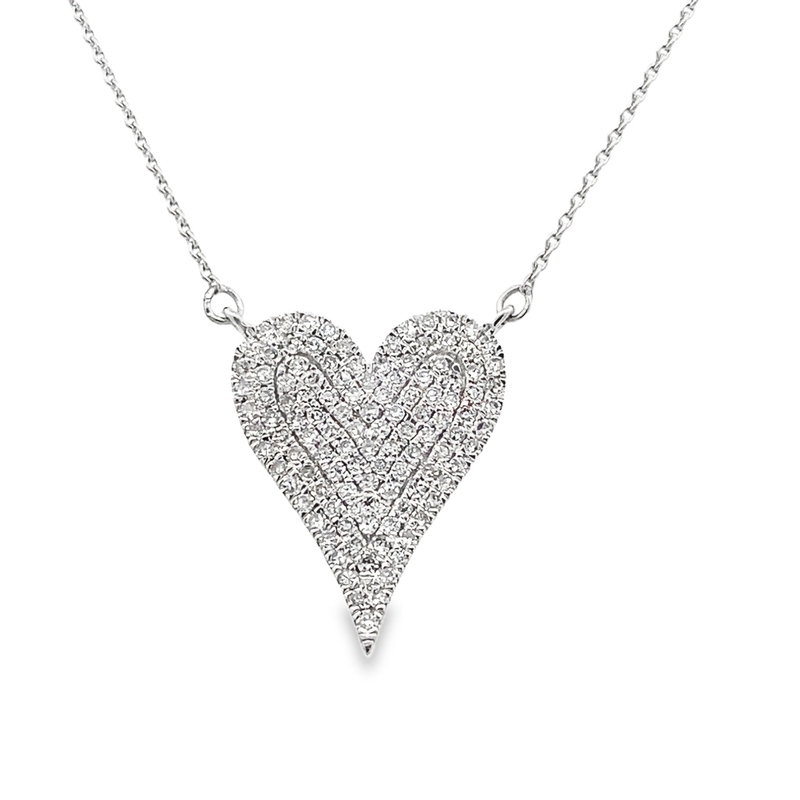 14k White Gold Diamond Pave Heart 18" Necklace 14k White Gold Diamond Pave Heart 18" Necklace
