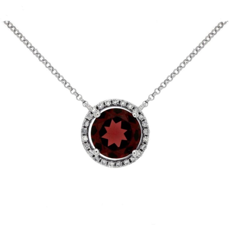 14k White Gold Garnet & Diamond Pendant 14k White Gold Garnet & Diamond Pendant