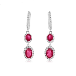 14k White Gold Ruby and Diamond Earrings thumbnail 1