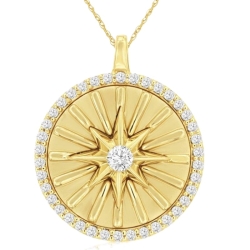 14k Yellow Gold Diamond Sunburst Pendant thumbnail 1
