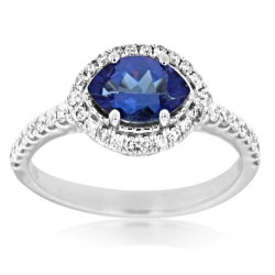14k White Gold Tanzanite and Diamond Ring thumbnail 1