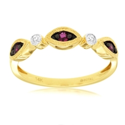 14k Yellow Gold Ruby & Diamond Band thumbnail 1