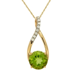 14K Yellow Gold Peridot Slide Pendant with Chain thumbnail 1