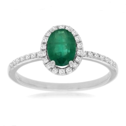 14k White Gold Emerald and Diamond Ring