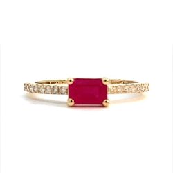 14k Yellow Gold Ruby & Diamond Ring