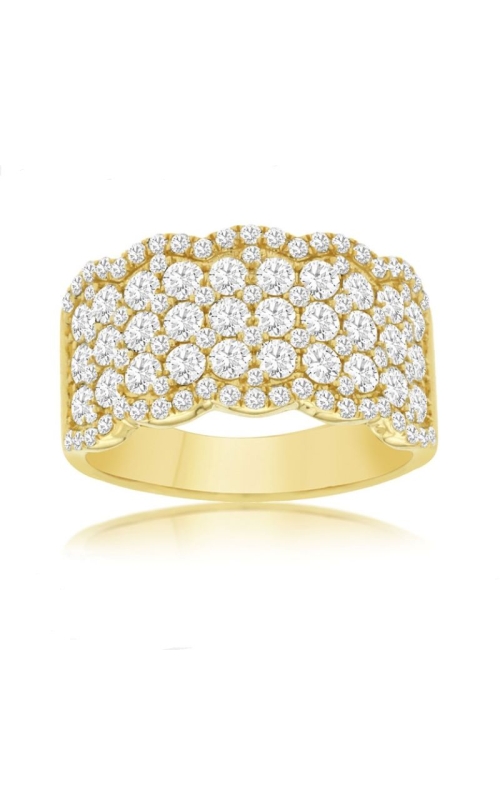 14k Yellow Gold Diamond 5 Row Wide Band