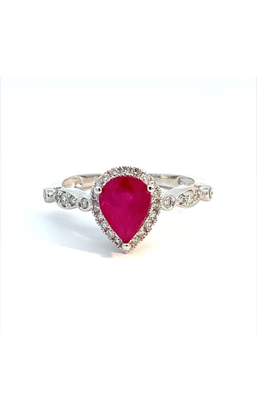 14k White Gold Ruby & Diamond Ring