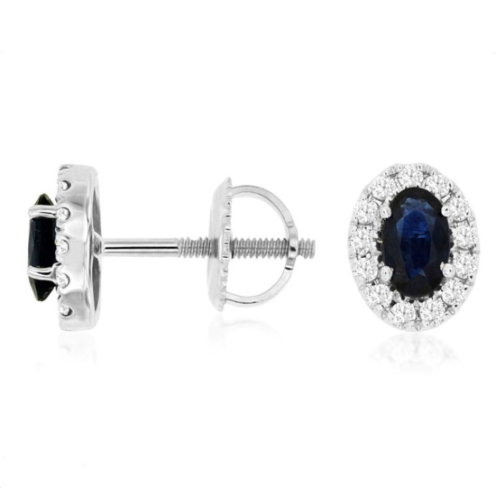 14k White Gold Sapphire and Diamond Earrings