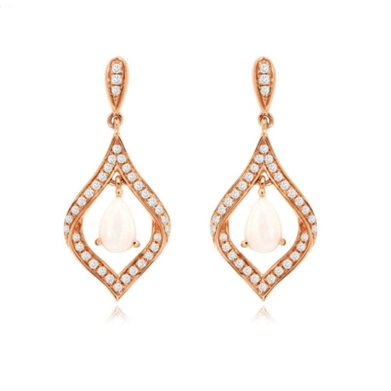 Opal & Diamond Dangle Earrings