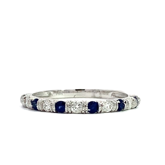 Sapphire & Diamond Alternating Ring