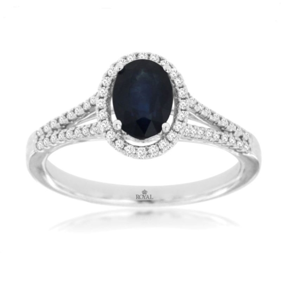 14k White Gold Sapphire and Diamond Ring