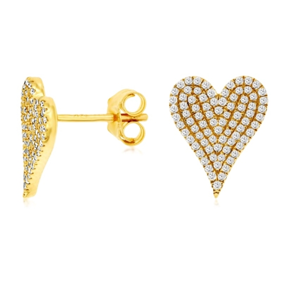 Diamond Pave Heart Stud Earrings