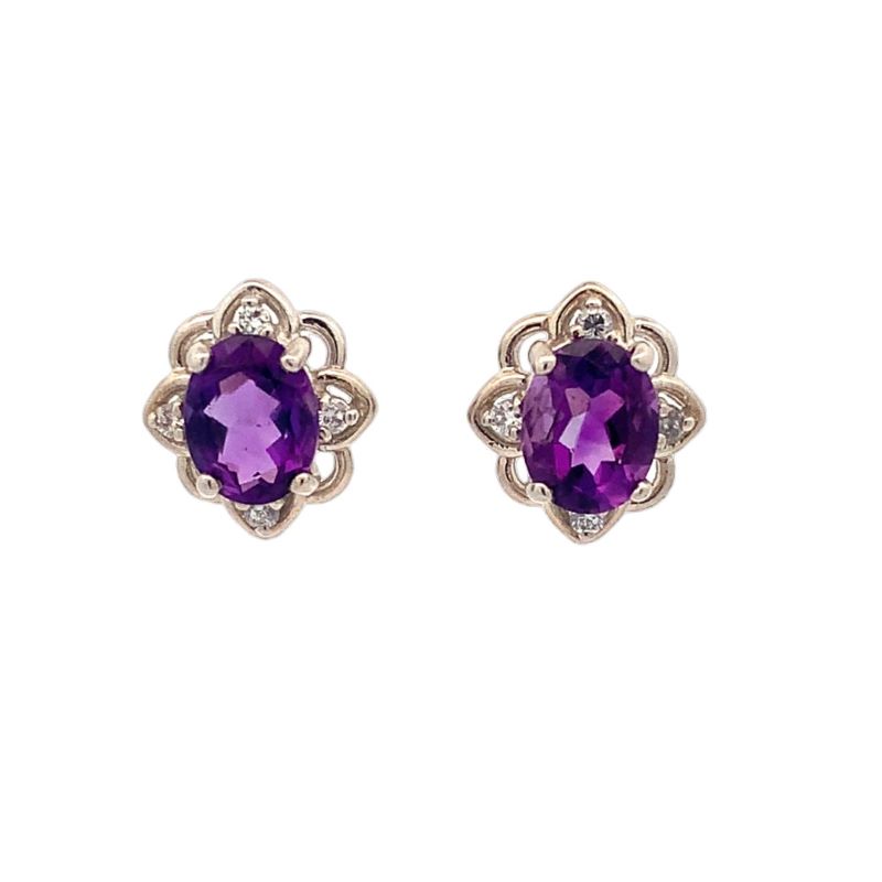 Estate Amethyst & Diamond Earrings