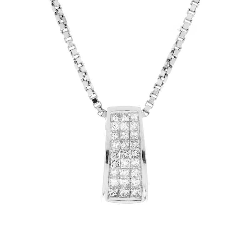 14K White Gold Side Diamond Pendant with Chain 14K White Gold Side Diamond Pendant with Chain