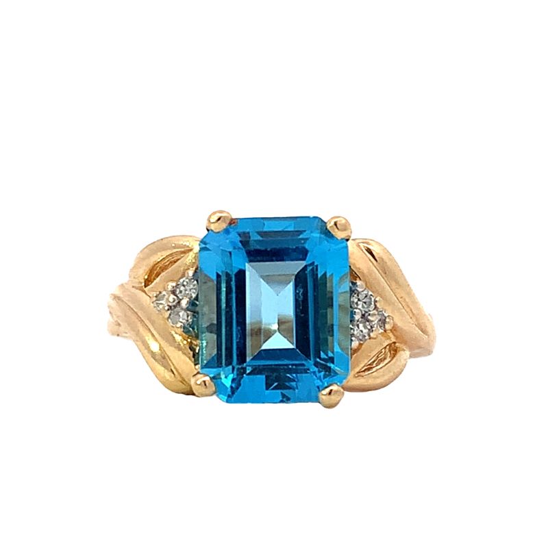 Estate Blue Topaz and Diamond Ring
