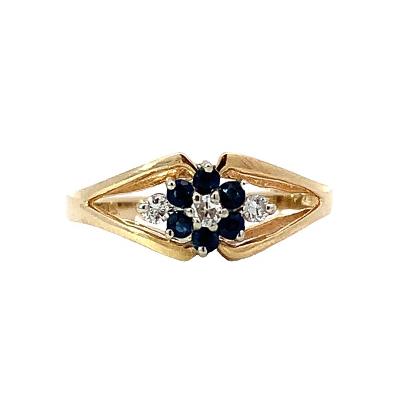 Estate Sapphire & Diamond Flower Ring Estate Sapphire & Diamond Flower Ring