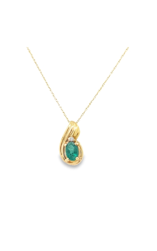 10k Yellow Gold Emerald and Diamond Pendant