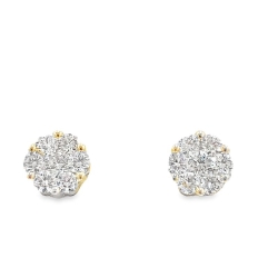 1.00cttw Diamond Cluster Stud Earrings thumbnail 1