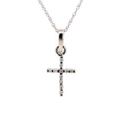 14k White Gold Diamond Cross Pendant thumbnail 1