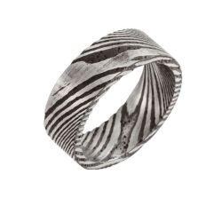 Damascus Steel 8 mm Patterned Flat Band thumbnail 1