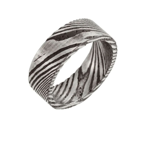 Damascus Steel 8 mm Patterned Flat Band