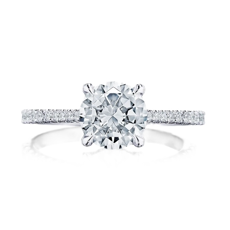 18k White Gold Oval Graduated Diamond Hidden Halo Semi Mount 18k White Gold Oval Graduated Diamond Hidden Halo Semi Mount