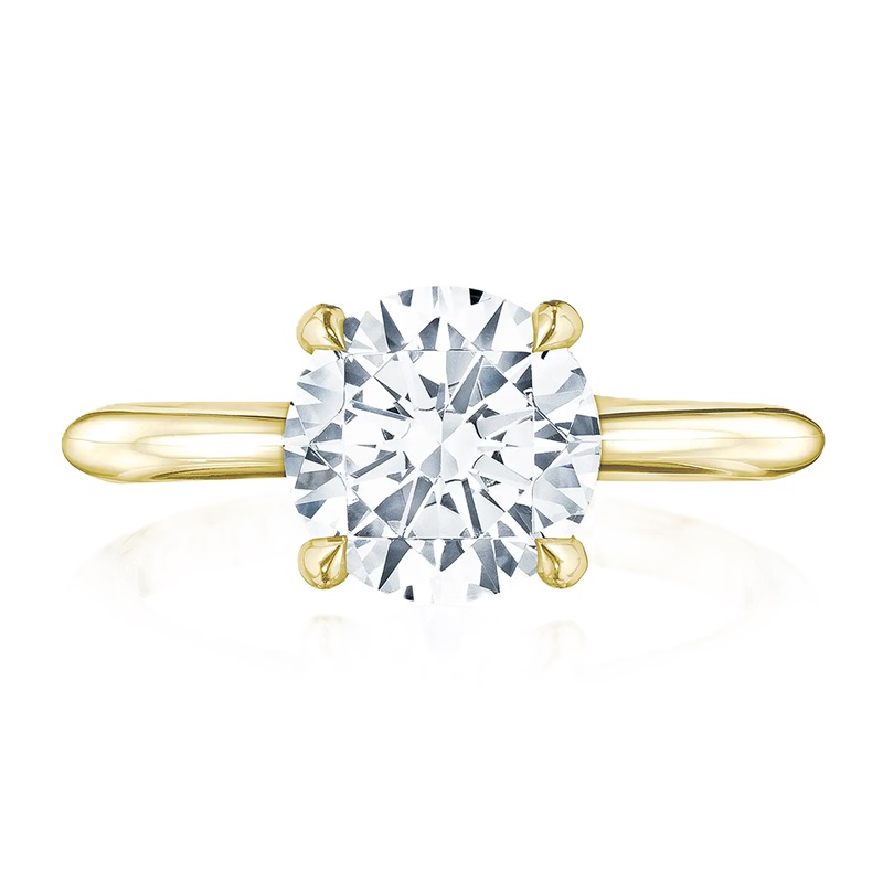 18k Yellow Gold Round Diamond Hidden Halo Solitaire Semi Mount 18k Yellow Gold Round Diamond Hidden Halo Solitaire Semi Mount