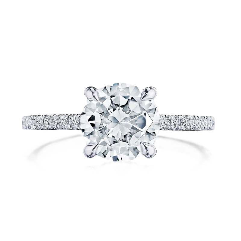 18k White Gold Round Diamond Hidden Halo Semi Mount 18k White Gold Round Diamond Hidden Halo Semi Mount