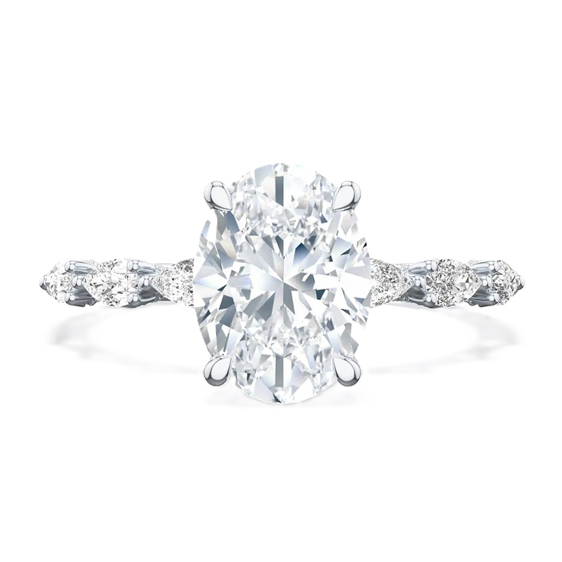 18k White Gold Oval Diamond Hidden Halo Semi Mount 18k White Gold Oval Diamond Hidden Halo Semi Mount