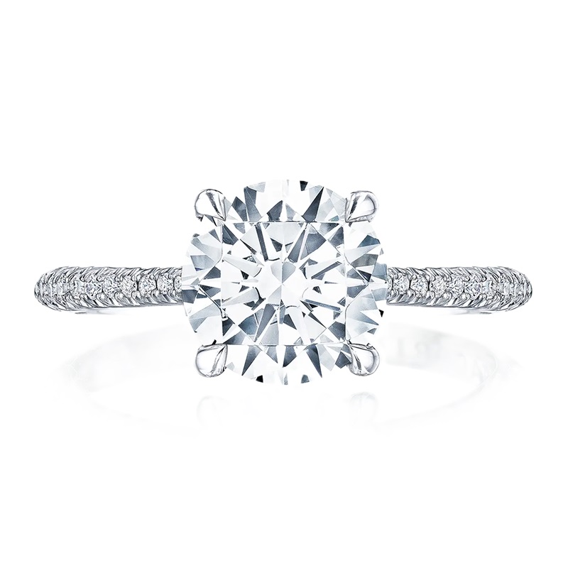18k White Gold Graduated Diamond Hidden Halo Semi Mount 18k White Gold Graduated Diamond Hidden Halo Semi Mount