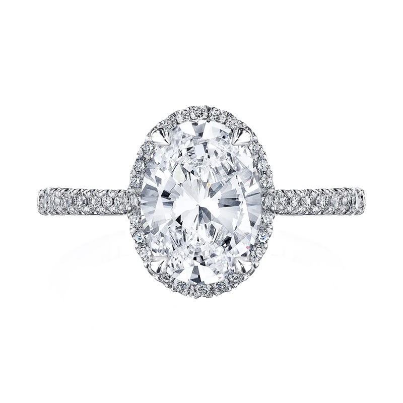 18k White Gold Graduated Diamond Halo Semi Mount 18k White Gold Graduated Diamond Halo Semi Mount