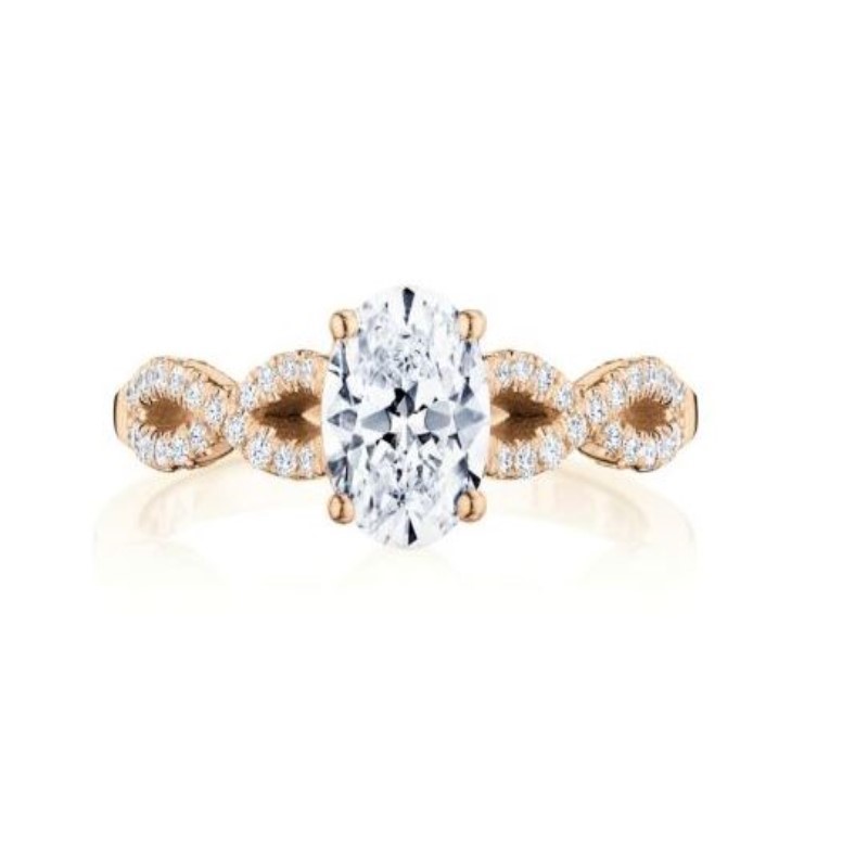 14K Rose Gold Twisted Oval Diamond Ring Semi Mount 14K Rose Gold Twisted Oval Diamond Ring Semi Mount