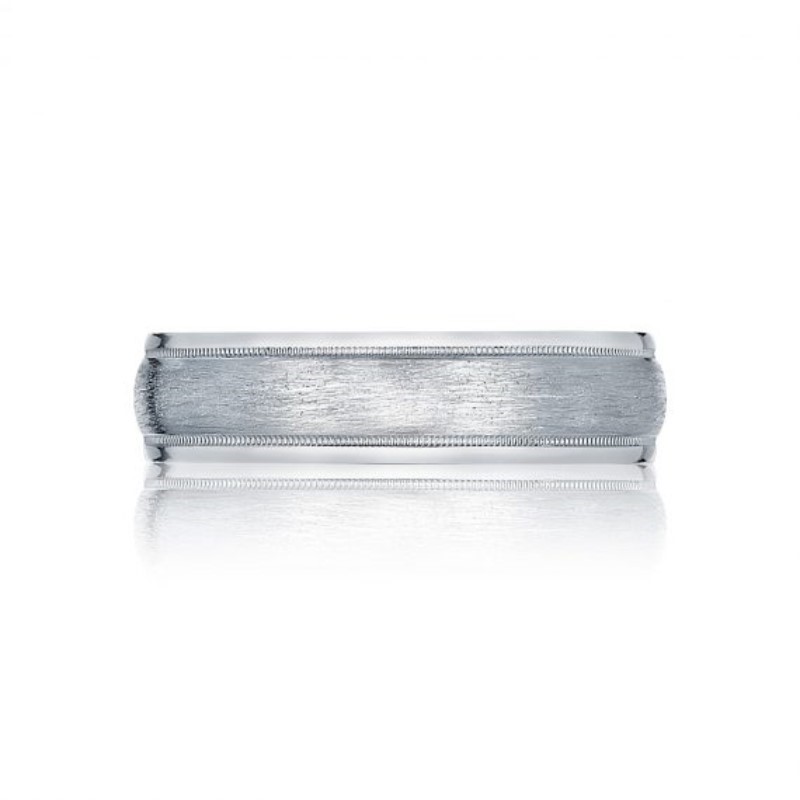 Tacor 18K White Gold Men's Wedding Band