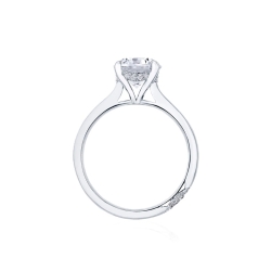18k White Gold Round Diamond Hidden Halo Solitaire Semi Mount thumbnail 2