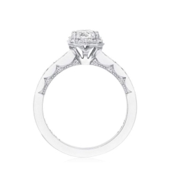 Tacori 14K White Gold Halo Emerald Diamond Ring Semi Mount thumbnail 2