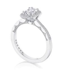 Tacori 14K White Gold Halo Emerald Diamond Ring Semi Mount thumbnail 3