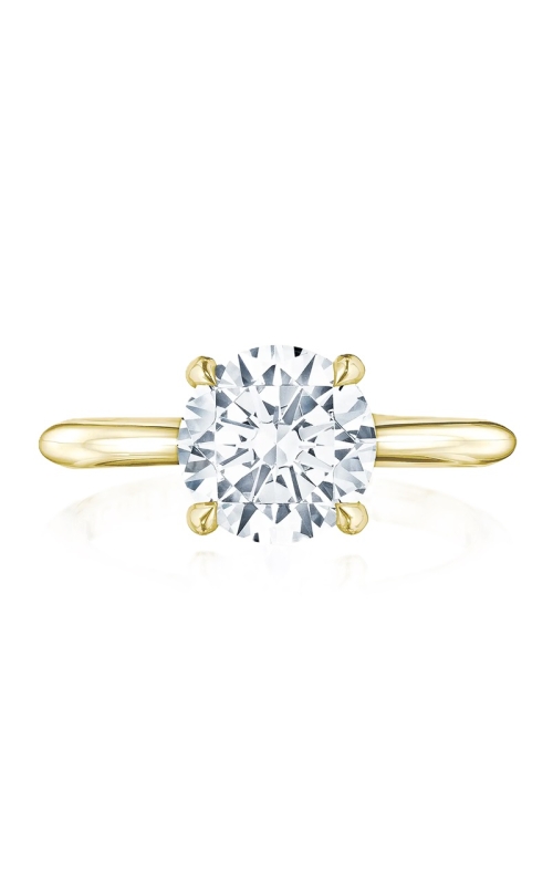 18k Yellow Gold Round Diamond Hidden Halo Solitaire Semi Mount