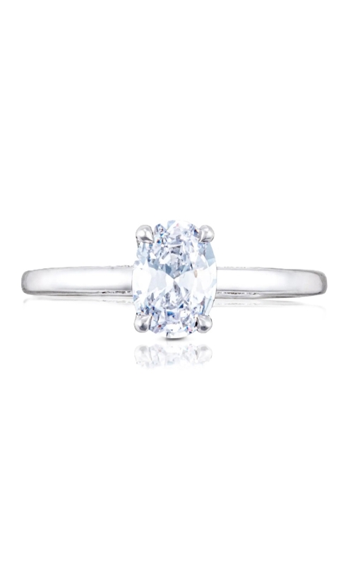 18k White Gold Oval Diamond Hidden Halo Semi Mount
