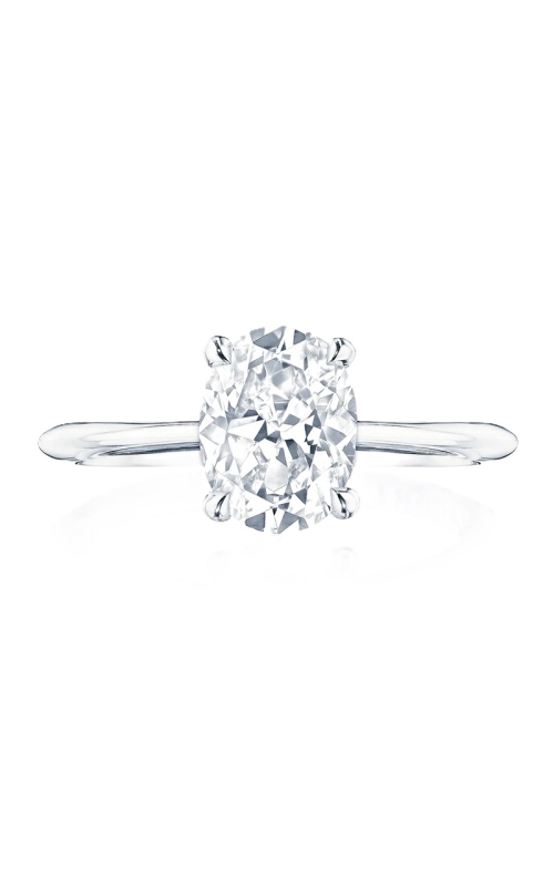 18k White Gold Oval Diamond Hidden Halo Solitaire Semi Mount