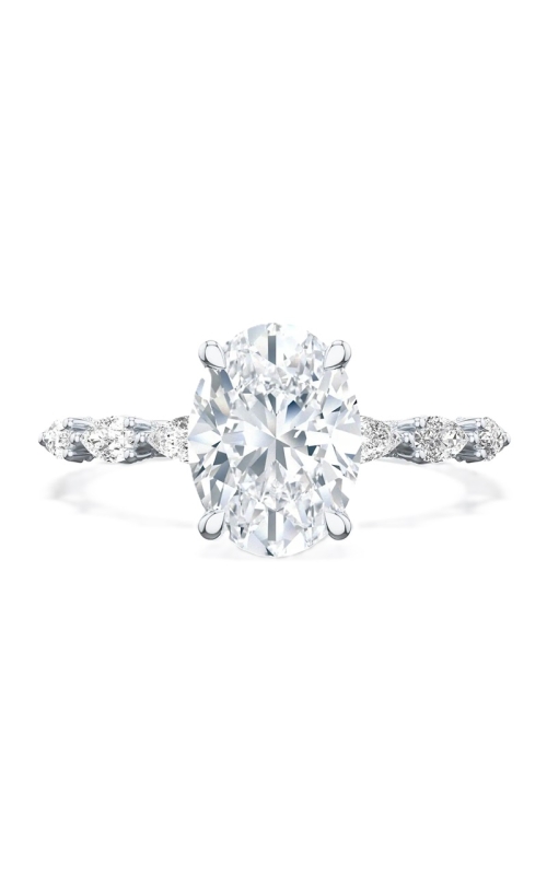 18k White Gold Oval Diamond Hidden Halo Semi Mount