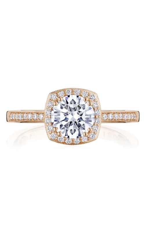 14K Rose Gold Halo Cushion Cut Diamond Ring Semi Mount