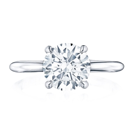 18k White Gold Round Diamond Hidden Halo Solitaire Semi Mount