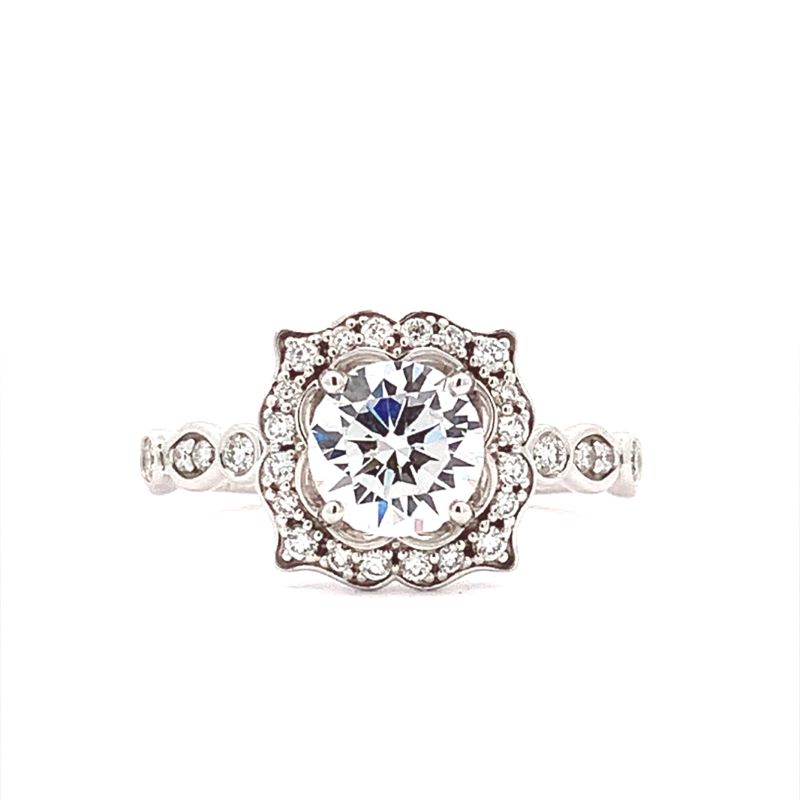 14k White Gold Diamond Semi-Mount Engagement Ring